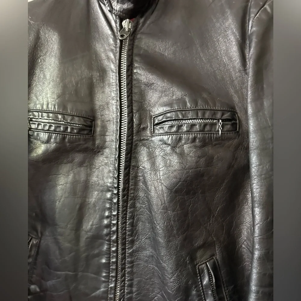 Vintage Black Leather Motorcycle Jacket by British Sportswear, M